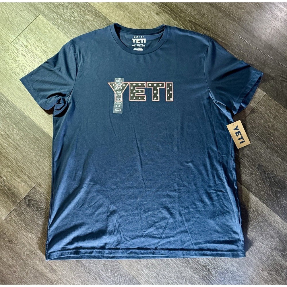 YETI Shirt Mens XXL Navy Star Badge SST Patriotic Stars Graphic Tee Crewneck